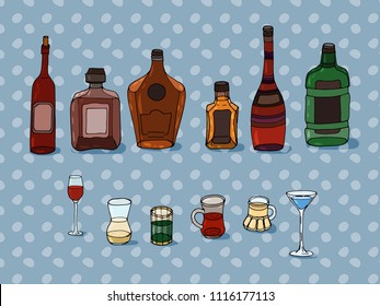 Vector color hand-drawn artwork utensils and kitchen utensils, cutlery.