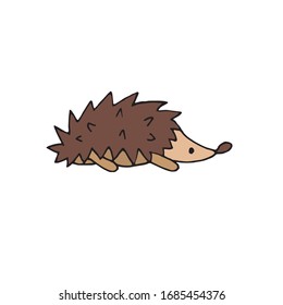vector color hand-drawn illustration, element without background, hedgehog from the forest
