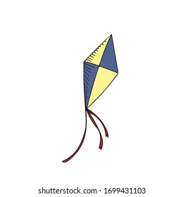 vector color hand-drawn illustration, element without background, camping trip kite