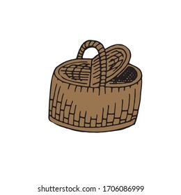vector color hand-drawn illustration, element without background, picnic basket
