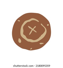 Vector color handdrawn illustration with greek bread. Isolated on white background.