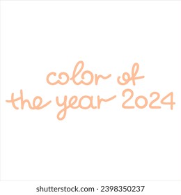 Vector color handwriting thin font. Text of fashionable Peach Fuzz color in 2024 year. Sample for design, flyer, banner, poster