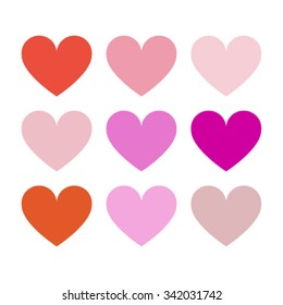Vector Color hearts icons set