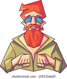 Vector Color Hipster Beard Santa Head Illustration