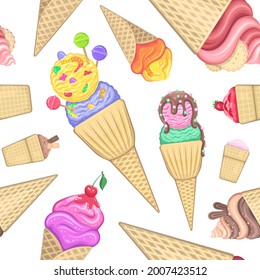 Vector Color Ice Cream Seamless Pattern