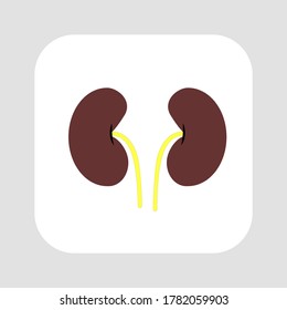 Icono de color del vector. Riñones marrones y amarillos de fondo blanco. Sobre el cuerpo humano anatómico. Para logotipo, impresión, banner, sitios web, botón.