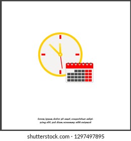  Vector color icon and calendar. Time Management Icon on white isolated background. Layers grouped for easy editing illustration. For your design.