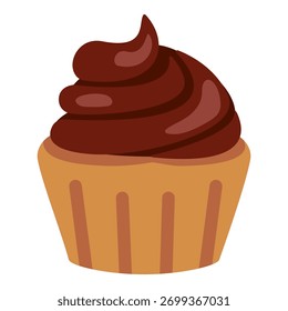 Vector Color Icon - Cupcake con crema de chocolate