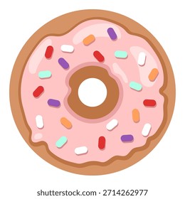 Vector Color Icon - Donut con esmalte rosa