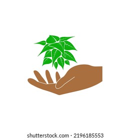 Vektorfarbensymbol der grünen Umgebung in der Hand.