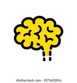 Vector Color Icon of Human Brain in Black and White Background.