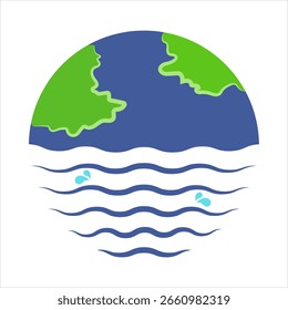Icono de color de Vector para el océano