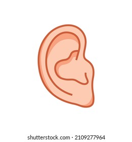 Vector color icon of one ear