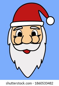 
Vector color icon of santa on a blue background