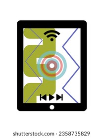 Vector color icon tablet, player buttons