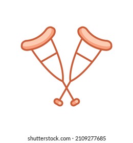 Vector color icon with two crutches