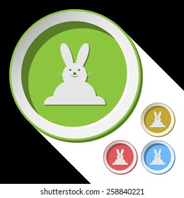 vector color icons with Easter bunny and stylized shadow