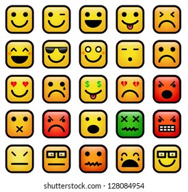 Vector color icons of smiley faces