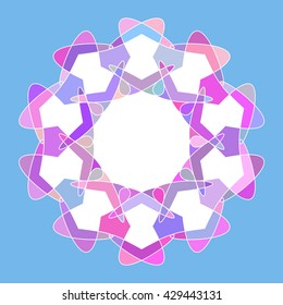 Vector color illustration of the abstract circle with ornament on the blue background.