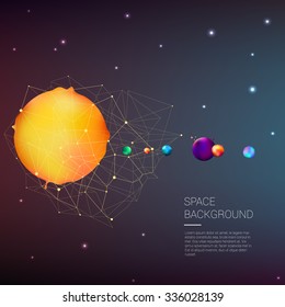 Vector color illustration. Alternative Solar System With Planets.