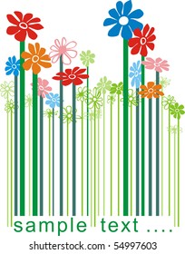 vector color illustration bar code changing the flowers