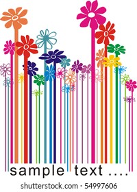vector color illustration bar code changing the flowers