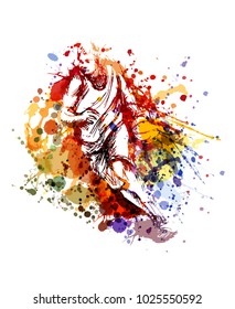 Vector color illustration of a basketball player