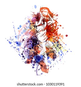 Vector color illustration of a basketball player