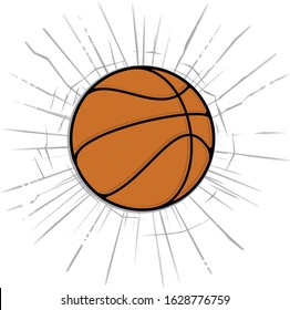 Vector color illustration of a basketball with shattered glass background and dimensional effect cartoon style icon logo template easy to edit 