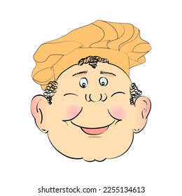 Vector color illustration, cartoon of a chef, pastry chef in a cap.
