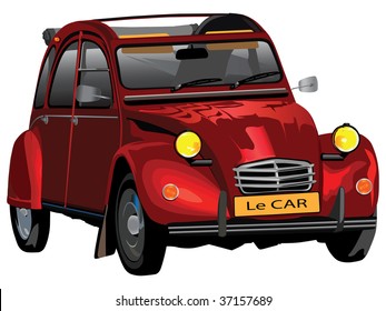 Vector color illustration of Citroen legendary classic car from more than fifty years ago.