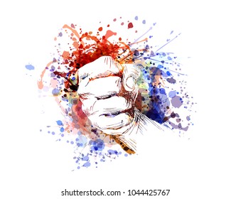 Vector color illustration of a clenched hand