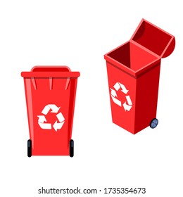 Vector color illustration concept Garbage container. Straight and 3d. Zero Waste logo.