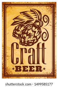 Vector color illustration with cones of hops and a leaf for brewing.