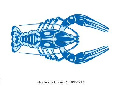 Vector color illustration with crayfish on white background.