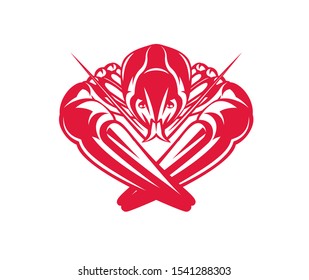 Vector color illustration with crayfish on white background.