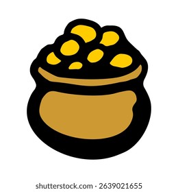 
Vector color illustration of a cup with gold coins on a white isolated background