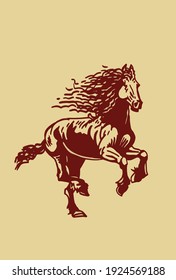 Vector color illustration for design, hand-drawn horse
