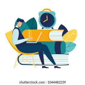 vector color illustration, distance learning, online courses and business, education, online books and textbooks, exam preparation, home schooling vector