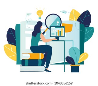 vector color illustration, distance learning, online courses and business, education, online books and textbooks, exam preparation, home schooling vector