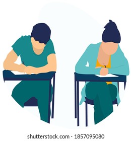 Vector color illustration, distance learning, online courses, education, online books and textbooks, collective learning, exam preparation, solve the task of speed vector