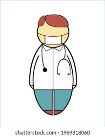 Vector color illustration of the doctor. The picture refers to the professions of people.