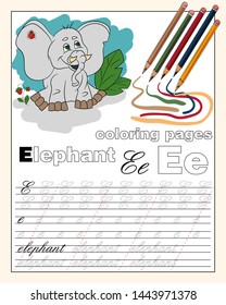 vector color illustration of the English alphabet page with animal drawings with a line for writing English letters EPS 10