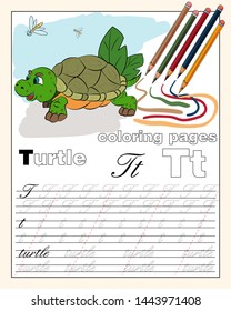 vector color illustration of the English alphabet page with animal drawings with a line for writing English letters EPS 10