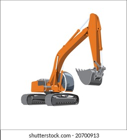 Vector color illustration of a excavator