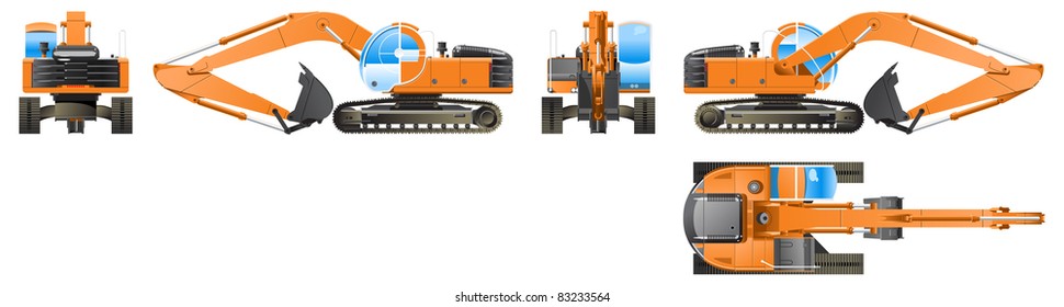 Vector color illustration of an excavator. (Simple gradients only - no gradient mesh.)