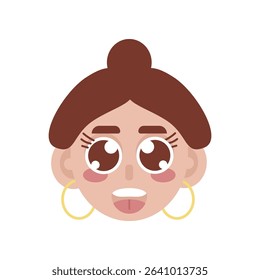 Vector color illustration of the face of a girl, woman. Avatar. Face. Profile photo. Vector art. Vector illustration