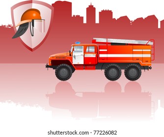 vector color illustration of  fire apparatus. (Simple gradients only - no gradient mesh.)