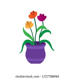 Vector color illustration of a flower. Stock illustration isolated on a white background filled in silhouette for thematic drawings and children's books