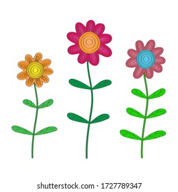 Vector color illustration of a flower. Stock illustration isolated on a white background filled in silhouette for thematic drawings and children's books
